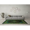 thumbnail image 3 of Ahgly Company Machine Washable Indoor Round Abstract Turquoise Blue Modern Area Rugs, 5' Round, 3 of 4