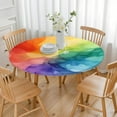 thumbnail image 3 of Colorful Tie Dye Blot Pattern Round Fitted Tablecloth with Elastic Edge,Dining Table Cover Waterproof,Outdoor Round Tablecloth for Camping,Dining,Indoor and Outdoor, 3 of 7