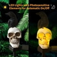 thumbnail image 3 of ZOEYKIMLO Halloween Decoration Raven Skull Light - Solar Light with Spooky Glowing Skulls & Crows for Outdoor Halloween Decorations, Crows looking left, 3 of 8