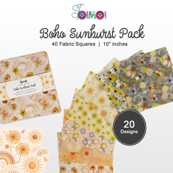 Soimoi 40 Pcs 10 x 10 inches Printied Quilting Fabric Bundles Precut, DIY Cotton Fabric Square, Printed Layer Cakes Patchwork Materials for Craft, Charm Squares for Quilts, Sewing