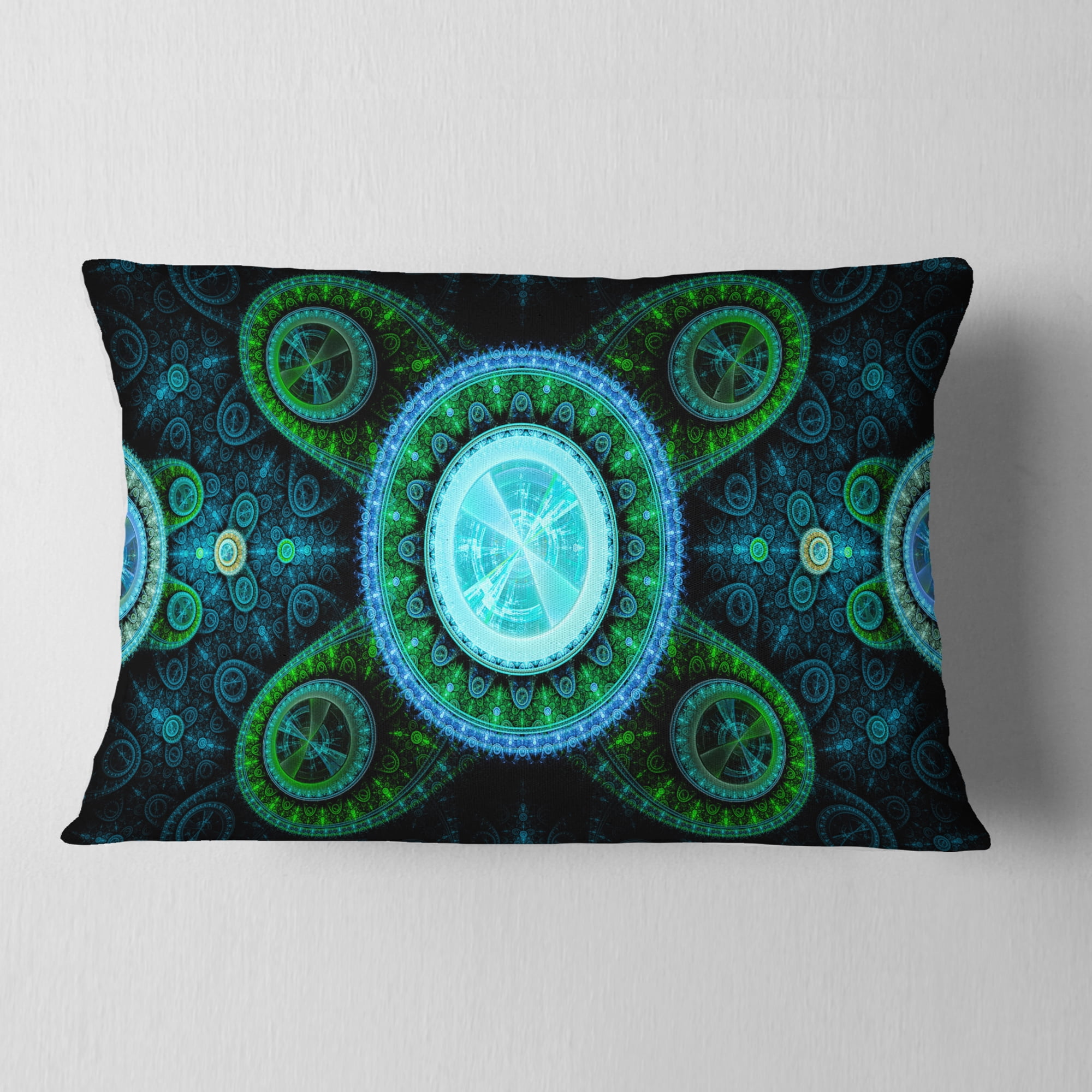 Designart Bright Blue Psychedelic Relaxing Art - Abstract Throw Pillow - 12x20