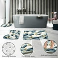 thumbnail image 4 of 4 Pcs Bathroom Shower Curtain Set,Bathroom Sets with Rugs(Bath Mat,U Shape and Toilet Lid Cover Mat) and 12 Hooks,Sky Blue Honeycomb Marble, 4 of 7