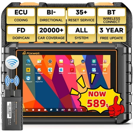 FOXWELL NT1009 OBD2 Scanner All Systems Bi-Directional Diagnostic Scan Tool ECU Reset 34+ Resets Car Scanner with 10inch Touchscreen 3-Years Free Update
