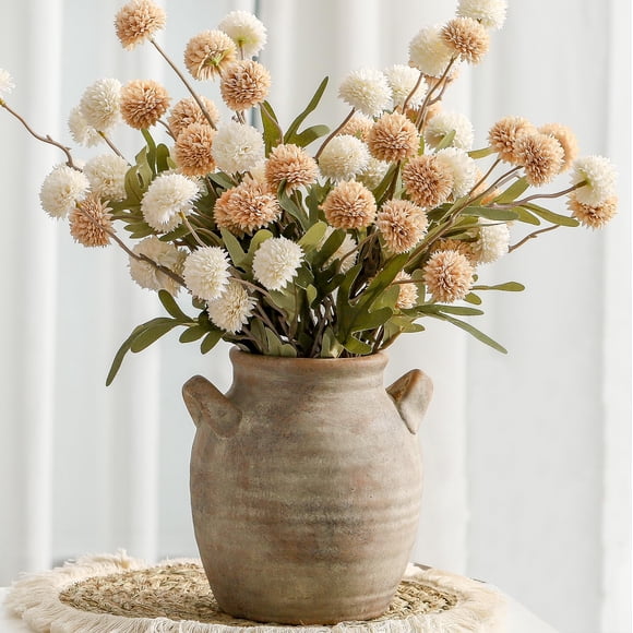 Jarrón de cerámica Vanselia de 18 cm estilo vintage farmhouse con asa