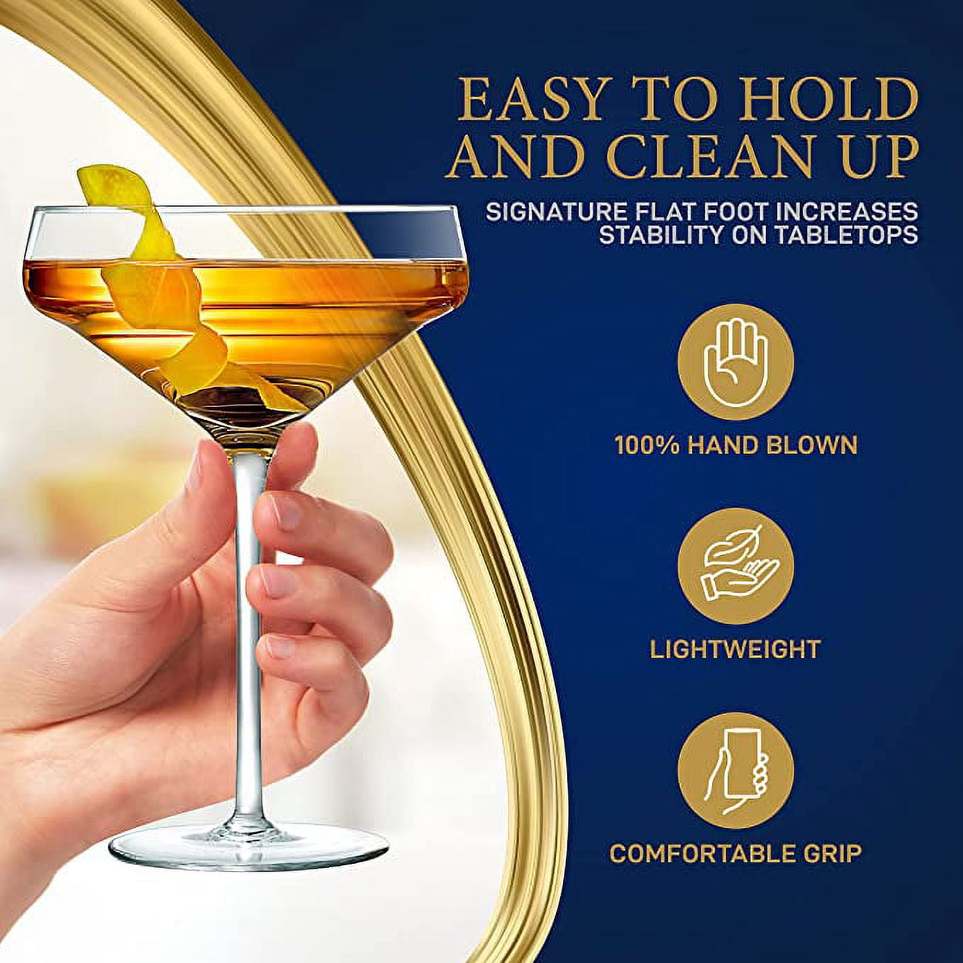 NutriChef 10 Ounces Capacity 6 Sets of Crystal Martini Glass, Ultra Clear, Elegant Wine Glass