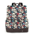 thumbnail image 1 of Balery rock record Skull artist Mochila de Cuero para Mujeres, Gran Capacidad, Bolsa de Viaje Multifuncional, Mochila de Cuero y Bolsa de Hombro para Mujeres, 1 of 4