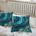 thumbnail image 5 of Abstract Marble Outdoor Pillow Covers Pack of 2 Teal Green Gold Gradient Wave Texture Waterproof Throw Pillow Covers Decorative Cushion Cases for Patio Garden Tent Balcony Couch 26x26 inch, 5 of 8