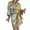 Multicolor, variant on Women's Printed Long Sleeve Shirt Dress with Buttoned Tie Details 100% Polyester Fabric for Everyday Wear Comfort