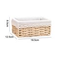 thumbnail image 2 of Woven Storage Basket Straw Woven Storage Basket Desktop Snack Key Box, 2 of 5