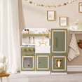 thumbnail image 2 of Little Chef Versailles Deluxe Play Kitchen, Ice Maker, Oven, Refrigerator, 17 Pcs. Acc. Set, Olive Green/Gold, 2 of 17