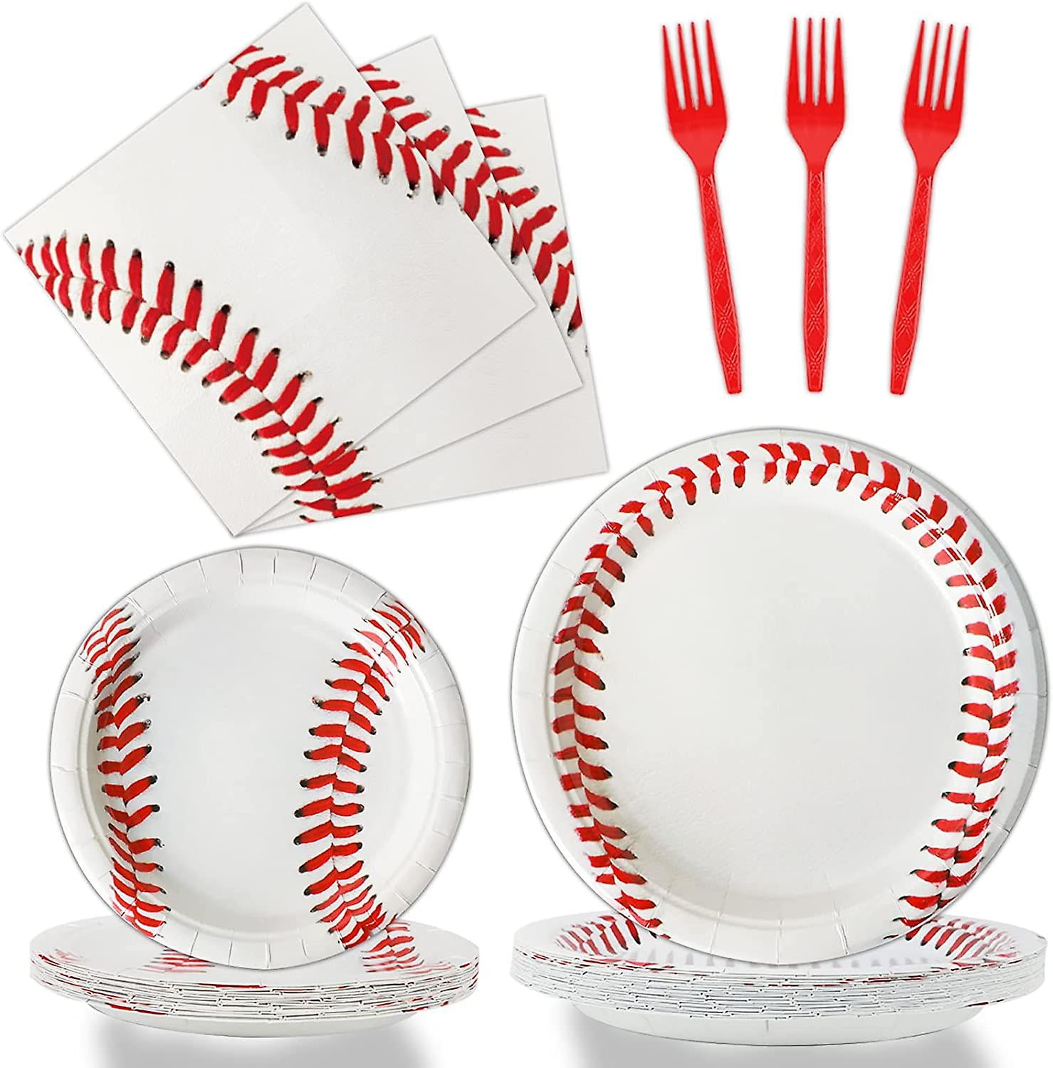96 Pcs Fournitures de Fête Baseball Assiettes en Papier Serviettes, Décorations de Fête Baseball