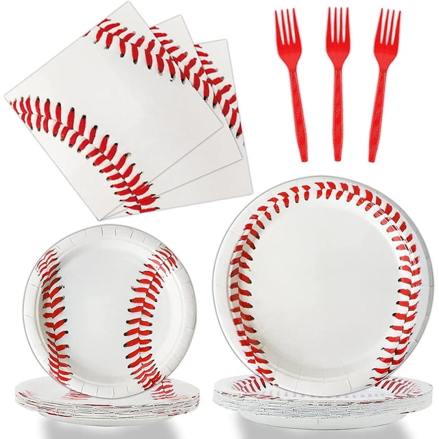 96 Pcs Fournitures de Fête Baseball Assiettes en Papier Serviettes, Décorations de Fête Baseball