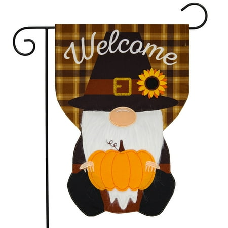 Briarwood Lane Pilgrim Gnome Thanksgiving Burlap Garden Flag