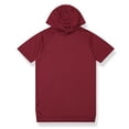 thumbnail image 3 of Men's Summer Hoodies Short Sleeve Lightweight Quick Dry Spandex Workout Fitness Tees Summer Casual Hooded Tops (L, Wine), 3 of 7