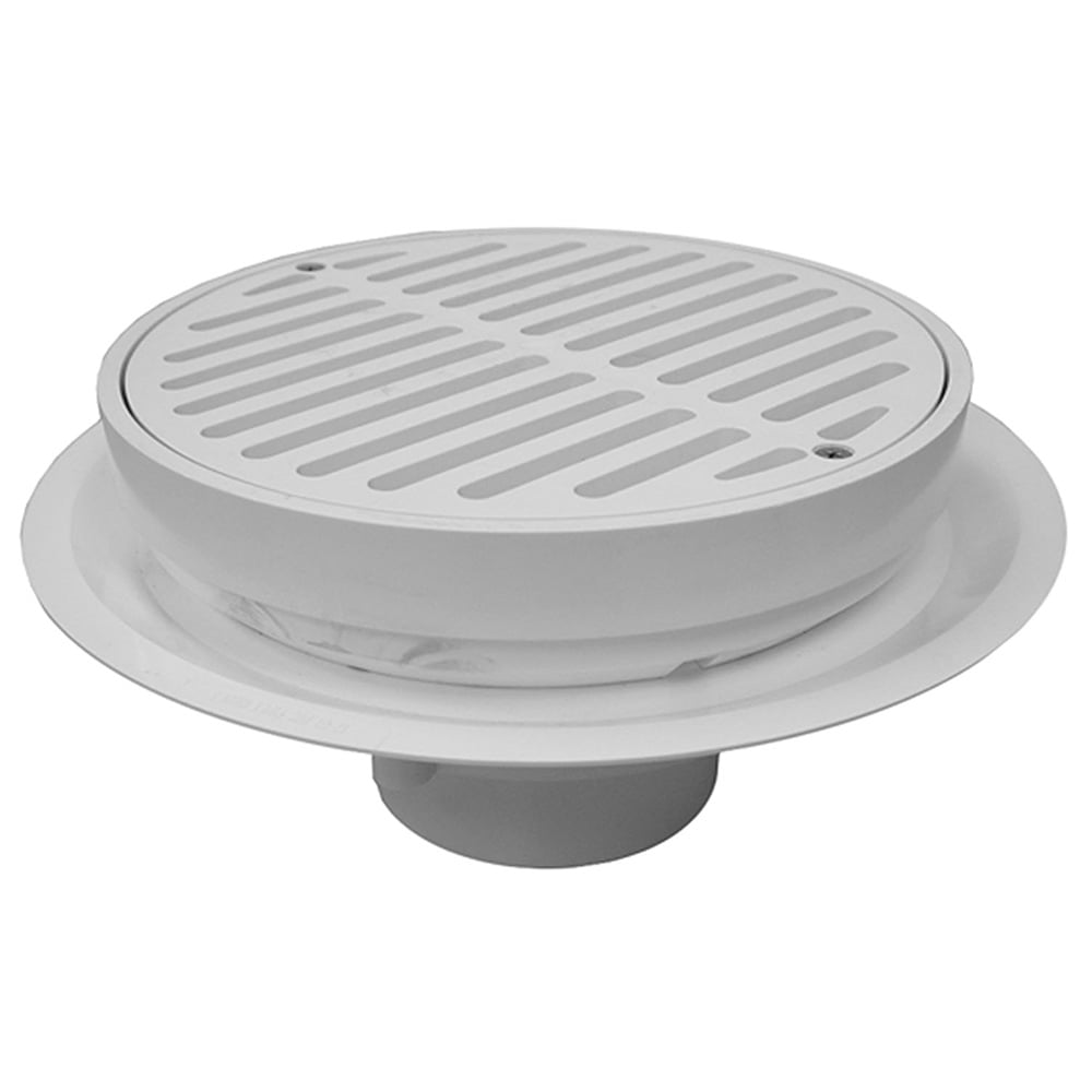 4" Heavy Duty Traffic PVC Floor Drain with Full Plastic Grate and Ring