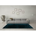 thumbnail image 3 of Ahgly Company Machine Washable Indoor Square Abstract Turquoise Blue Modern Area Rugs, 8' Square, 3 of 4