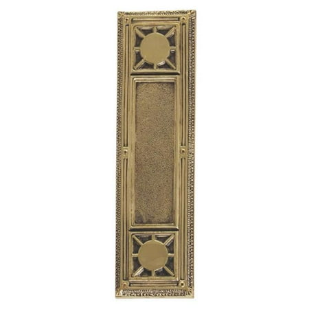 Brass Finish Kick Plates - BRASS Accents A04-P7200-610 Nantucket 3-.75 in. x 13-.87 in. Push Plate Highlighted Brass