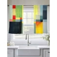 thumbnail image 5 of Abstract Art Sheer Curtains 45 Inches Long 2 Panels Color Block Modernism Collage Art Light Filtering Semi Sheer Window Curtains Drapes for Bedroom Living Room 52"x45", 5 of 7