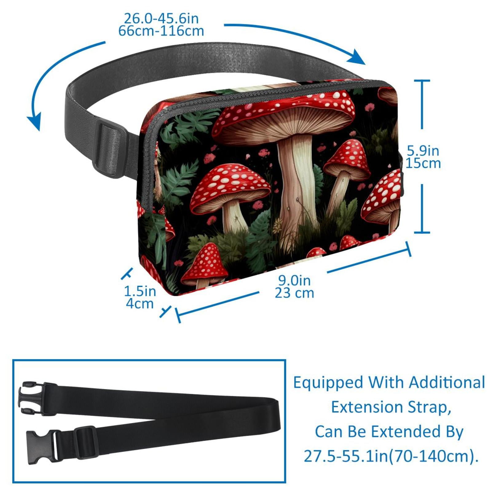 Mushroom Waist Pack Running Belt Fanny Packs Lightweight Adjustable with Extension Strap Unisex