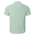 thumbnail image 5 of Men's Striped Stand Collar Short Sleeve Shirt - 85% Cotton Blend Casual Top - Daily/Sport/Shopping Wear, 5 of 6