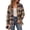 Brown,#003, variant on Fall For Women Shacket Jacket Plaid Long Sleeve Button Down Shirt Coat Tops,L