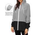 thumbnail image 4 of Hanerdun Women Packable Rain Jacket Female Hooded Outdoor Rain Coat Gray Black 3XL, 4 of 6