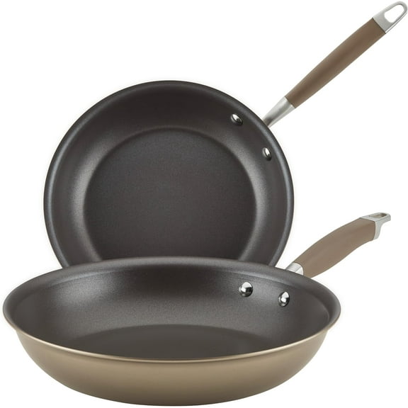 Advanced Home Hard-Anodized Nonstick Skillets (2 Piece Set- 10.25-Inch & 12.75-Inch, Bronze)