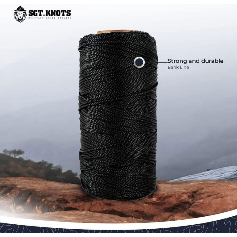 Sgt Knots Tarred Twine - 100% Nylon Bank Line for Bushcraft, Netting, Gear Bundles, Construction, Lacing Twisted Cord, Weatherproof | #12-1/4 lb