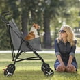 thumbnail image 2 of BestPet Pet Stroller Dog Cat Stroller with Handlebars Canopy Breathable Mesh & Leash Seat Belt Foldable Puppy Stroller for Travelling Shopping Walking Playing for Small Medium Dogs Cats (Grey), 2 of 8