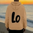 thumbnail image 3 of Felirenzacia Valentine's Day Matching Couple Love Graphic Hoodie, LO Print Pullover Tube Sweatshirt for Big Women,Khaki,3XL, 3 of 4