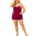 thumbnail image 2 of Unique Bargains Women's Plus Size Pajama Contrast Color Cami Lace Trim Sleepwear Sets, 2 of 6