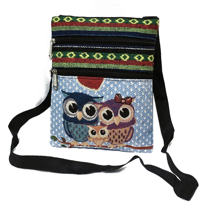 Multifunction Shoulder Bag Owl Printed Crossbody Bag for Travel/Business/Workout 