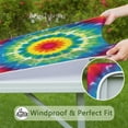 thumbnail image 6 of Rainbow Tie Dye Mandala Flower Pattern Square Fitted Tablecloth with Elastic Edge,Square Table Cover,Washable Elastic Table Cover for Home Kitchen Party Decor 34"x34", 6 of 6
