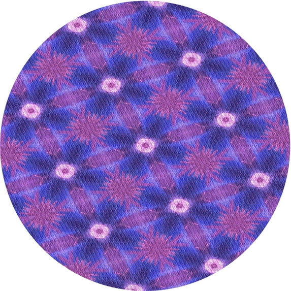 Ahgly Company Machine Washable Indoor Round Transitional Aztech Purple Area Rugs, 3' Round