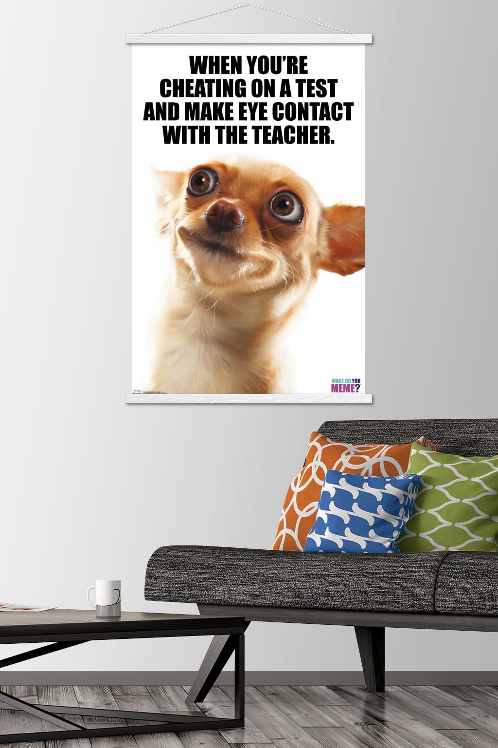What Do You Meme - Eye Contact Wall Poster with Wooden Magnetic Frame, 22.375" x 34"