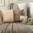 thumbnail image 3 of The HomeCentric Decorative Lumbar Pillow Cover Ivory & Gold 12"x16" (30x40 cm) Velvet Gold Foil Sequins Embroidered, Handmade Oblong Pillow Cover For Sofa, Couch, Abstract Modern - Shimmering Erosion, 3 of 8