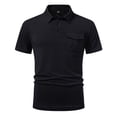 thumbnail image 4 of FRSASU Men's Polo Shirts Short Sleeve Casual Classic Solid Summer Collared Golf Shirts with Pocket Black, 4 of 9