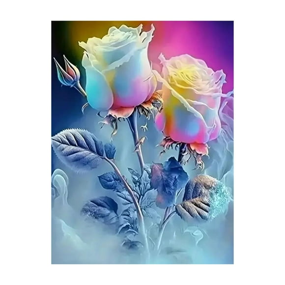 Diamond Art Kits for Adults, Beach Pink Flower Diamond Gem Art, DIY Full Drill Crystal Gem Arts and Crafts, Suitable for Home Leisure and Wall Decoration (11.8x15.7 inch)