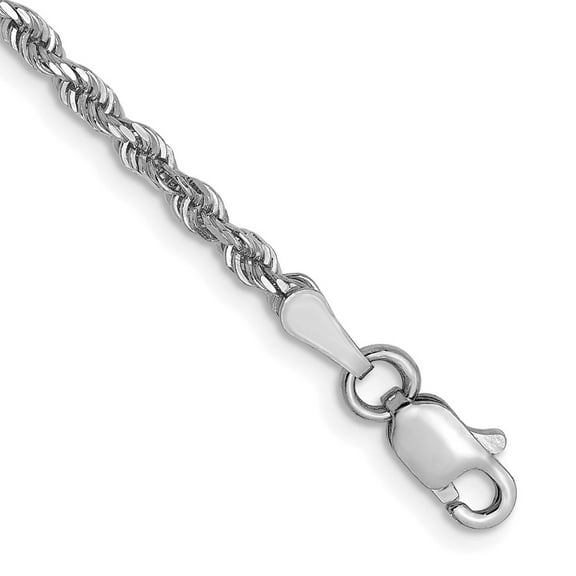 Auriga Fine Jewelry 14K White Gold 2.5mm Rope Chain Bracelet 7 inch for Women