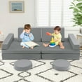 thumbnail image 3 of Costway 10 PCS Kids Play Sofa Set Modular Convertible Foam Folding Couch Toddler Playset Grey, 3 of 9