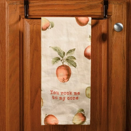 You Rock Me To My Core Apple Dish Cloth Towel | Novelty Tea Towel | Embroidered Text | 18" x 28"