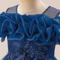thumbnail image 3 of IDOPIP Flower Girl Dress Birthday Party Princess Dress Tulle Pageant Gown Kids Floral Lace Embroidery Formal Bridesmaid Dress Wedding Prom Communion Dresses 7 Years Navy Blue, 3 of 8