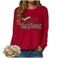 thumbnail image 4 of idosla Womens Christmas Sweatshirt Christmas Tree Graphic Long Sleeve Shirts Xmas Holiday Pullover Tops Blouse (Red, M), 4 of 5