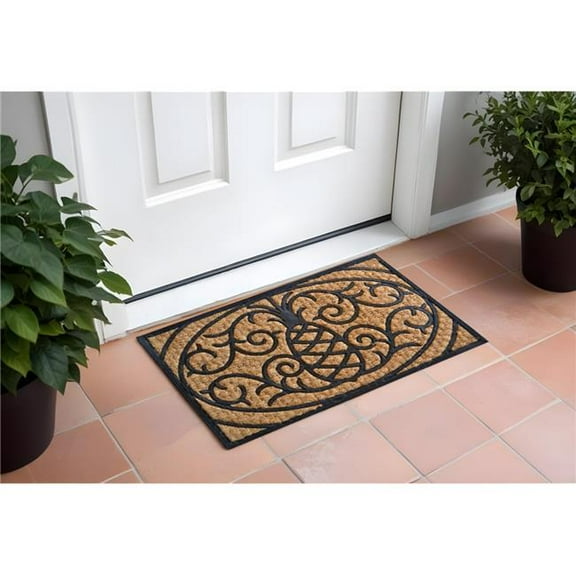 HomeRoots 555503 18 x 30 in. Brown & Black Rubber Pineapple Outdoor Door Mat