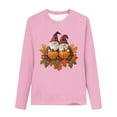 thumbnail image 4 of Thanksgiving Day Outfits Long Sleeve Cotton T-Shirts for Girls Pumpkin Plaid Printed Crewneck Fall Tops Tshirts (10-11 Years, Pink 08), 4 of 5