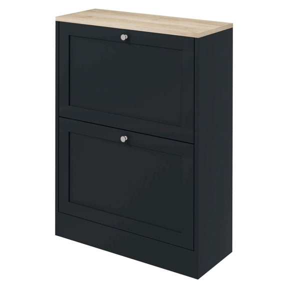 Slim Shoe Cabinet, Modern Shoe Organizer with 2 Flip Drawers & Adjustable Shelves, Entryway Shoe Storage for 12 Pairs, Black