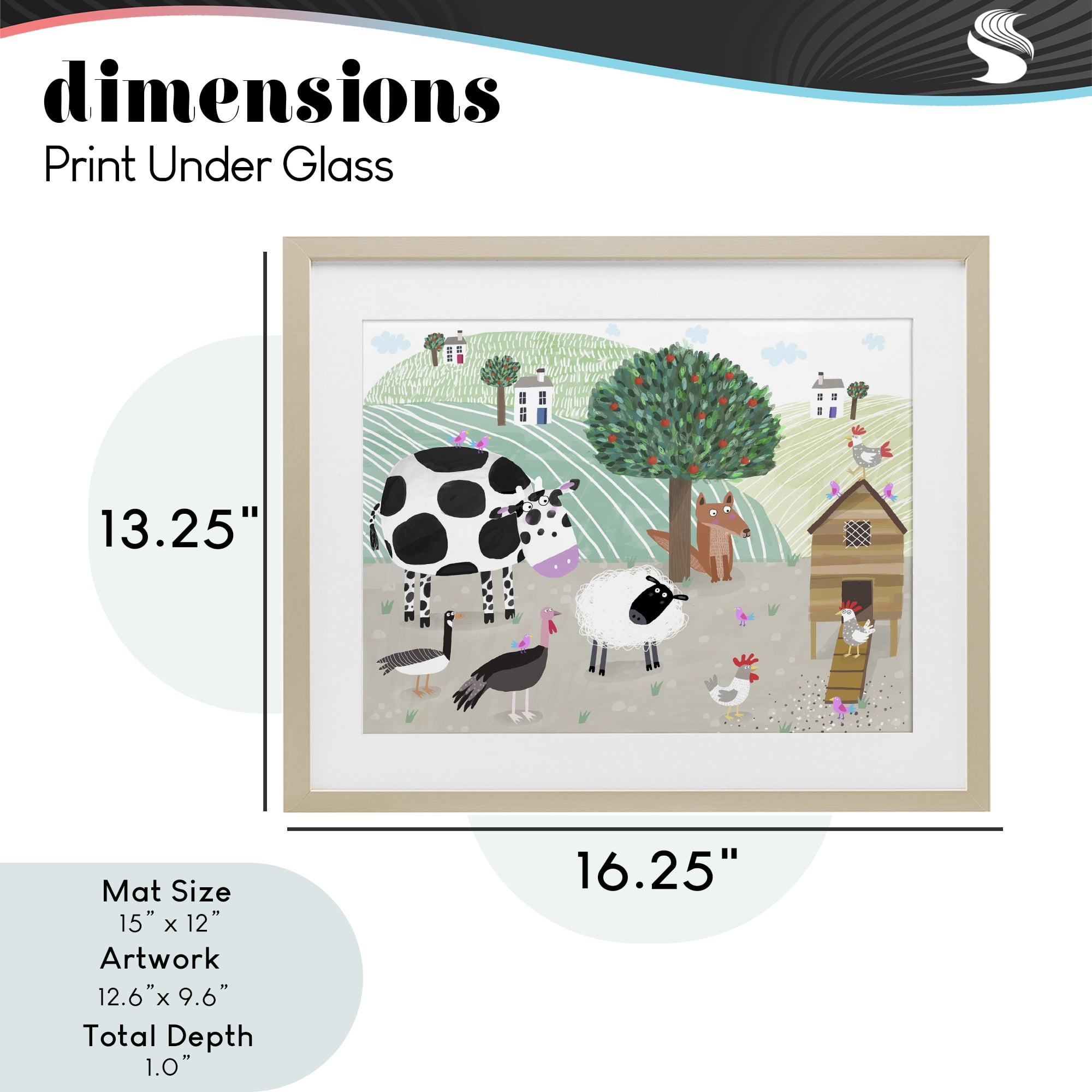 Stupell Industries Down At The Farm Birch Framed Print Under Glass, design by Carla Daly