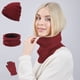 thumbnail image 5 of Conjunto de gorro, bufanda y guantes de invierno para mujer | Gorro de punto de 3 piezas, calentador de cuello y guantes para pantallas táctiles, 5 of 7