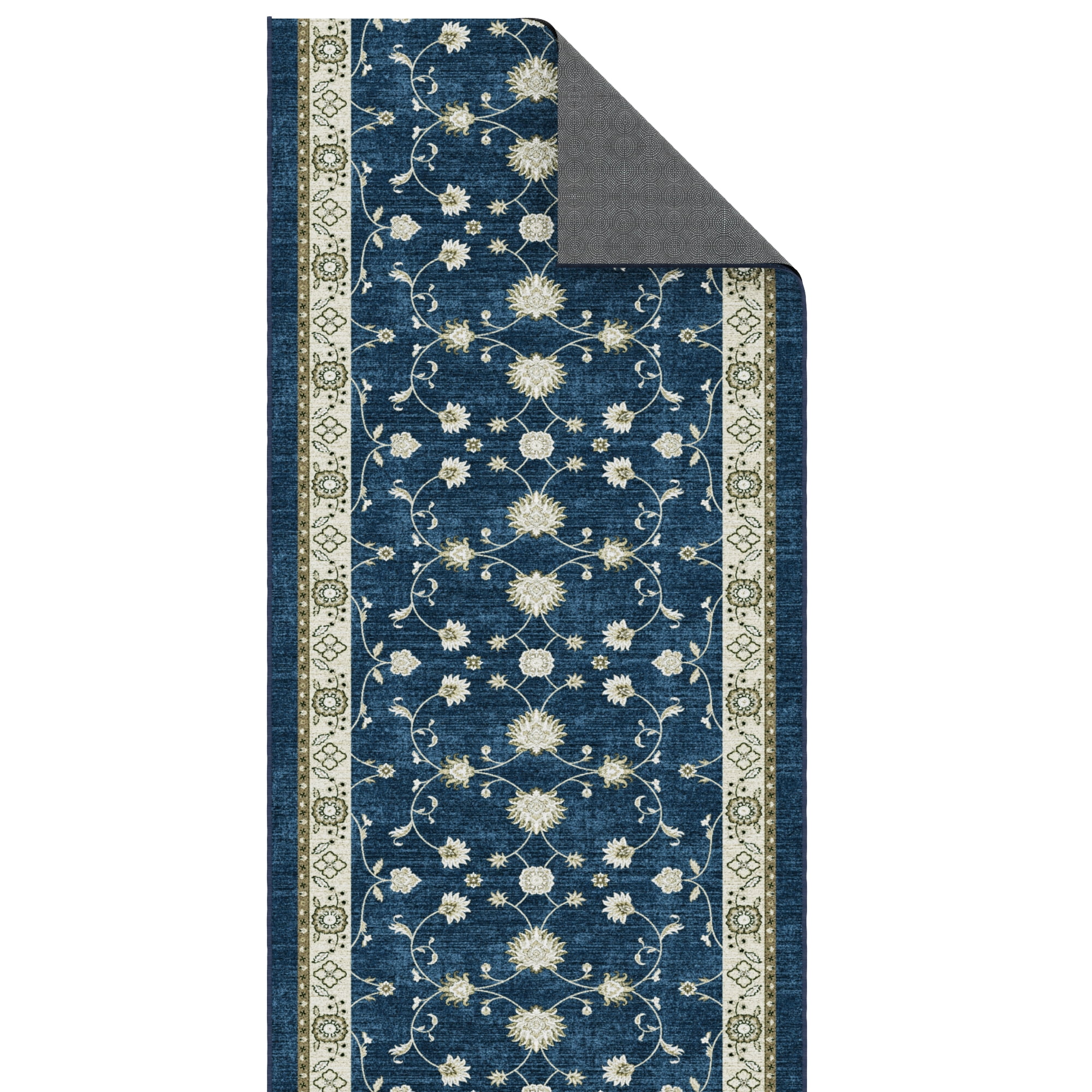 Ottomanson Kitchen Floor Mat 2'7" x 3' – Soft Non-Slip Washable Rug, Mahal Navy