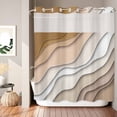 thumbnail image 6 of No Hook Shower Curtain with Built-in Rings - Beige Brown Beach Coastal Washable Waterproof Fabric Bathroom Curtains for Hotel,Rentals, 72 X 72 Inch Long , Abstract Geometric Ocean Waves, 6 of 8